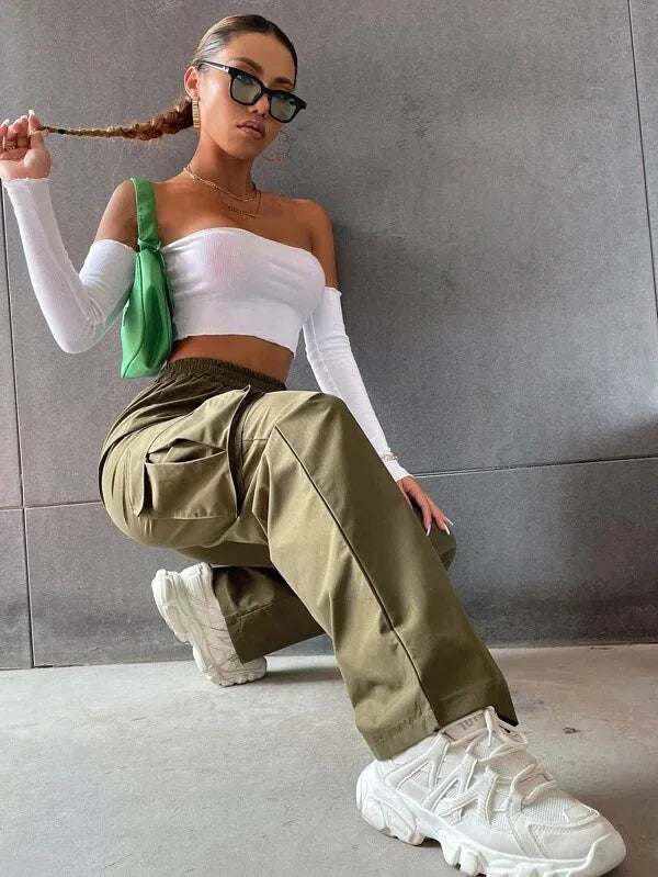Pantalon Cargo Streetwear Vintage pour Femme – Style Urbain et Confort Assuré