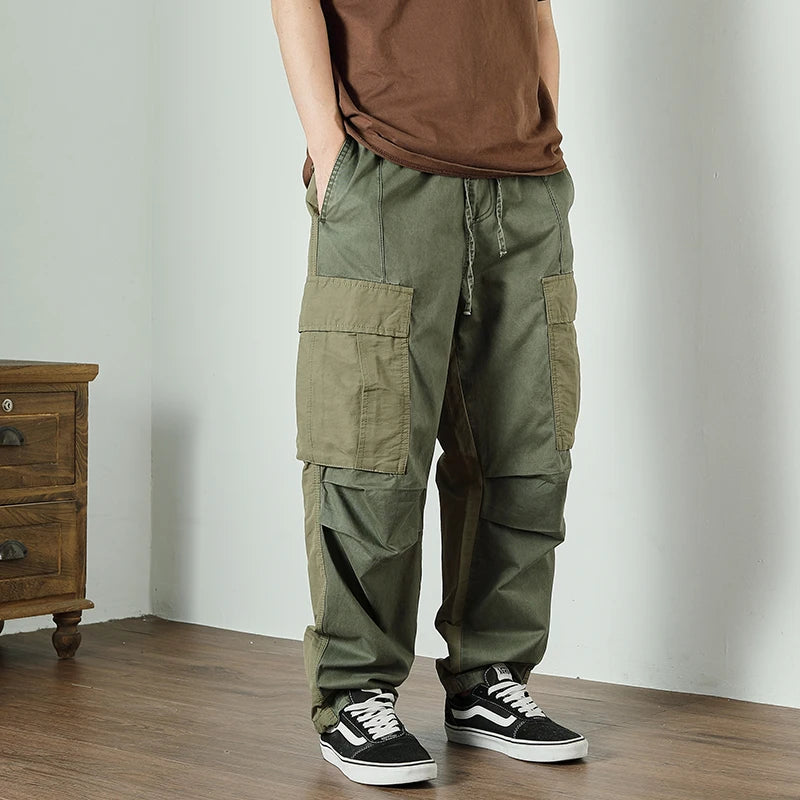 Pantalon Cargo Patchwork Homme – Style Japonais Décontracté