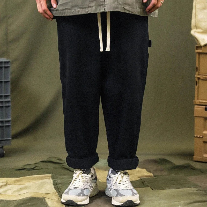 Pantalon Cargo Patchwork en Velours Côtelé pour Homme – Style Streetwear Décontracté avec Coutures Contrastées